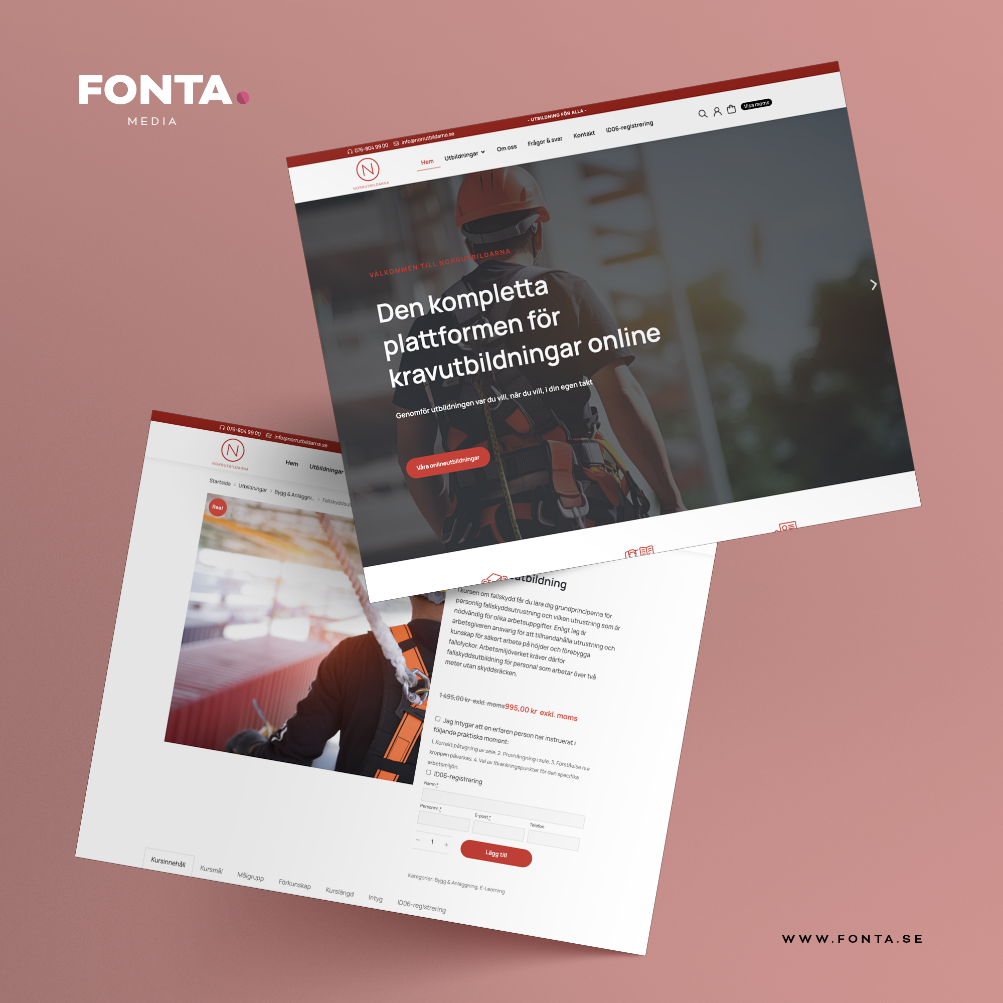 Utbildningsportal med e-handel och LMS system till Norrutbildarna AB. De satsar på e-learning inom bygg & anläggning, entreprenad, truck, snö- & vattenskoter samt mycket mer.

👉 www.norrutbildarna.se

#fontamedia #webbyrå #nyhemsida #högakusten #övik #örnsköldsvik #hemsida